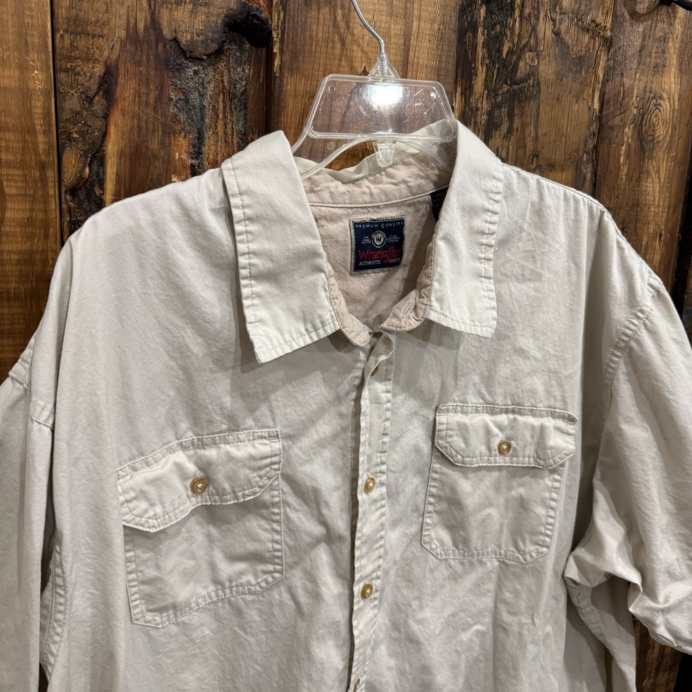 Wrangler Men’s Button Down Short Sleeve Beige Shirt 3XL Western Workwear